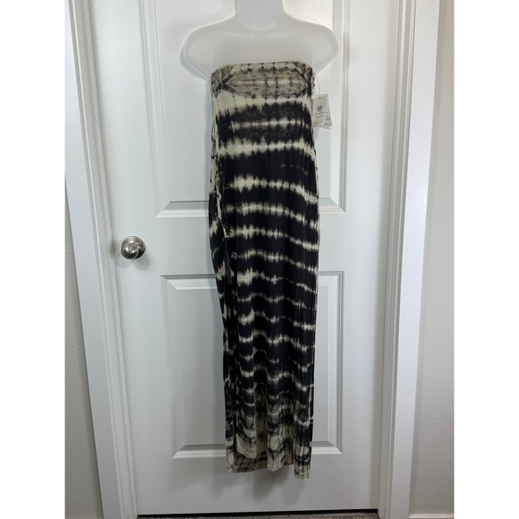 Jessica Simpson Dresses & Skirts - NWT Jessica Simpson Jet Black Tie Dye Maxi Dress Size Medium Joy Strapless Flowy